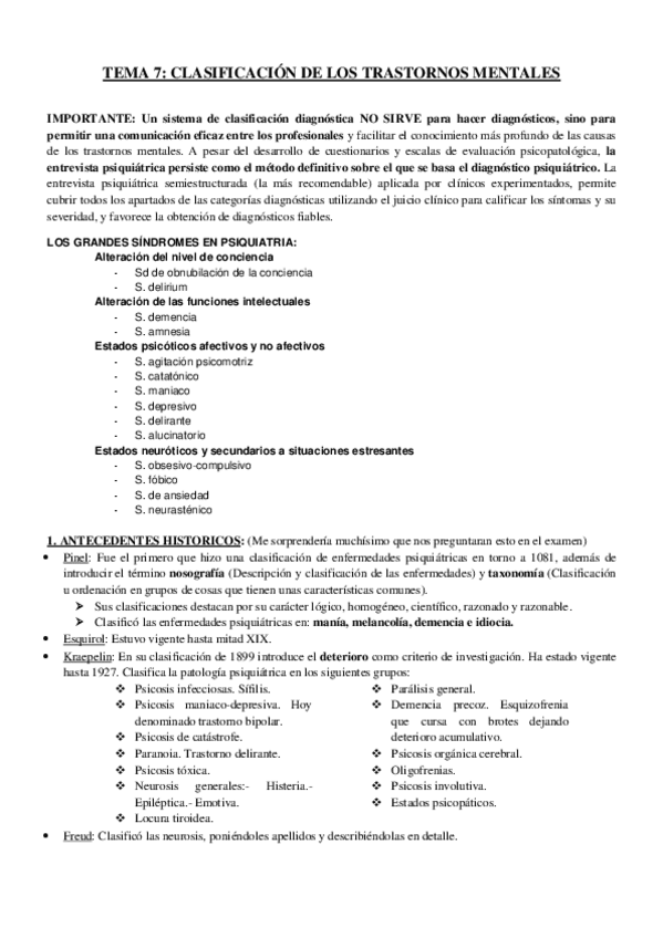 Miniatura del documento Tema 7 . Clasificación de los trastornos mentales.pdf