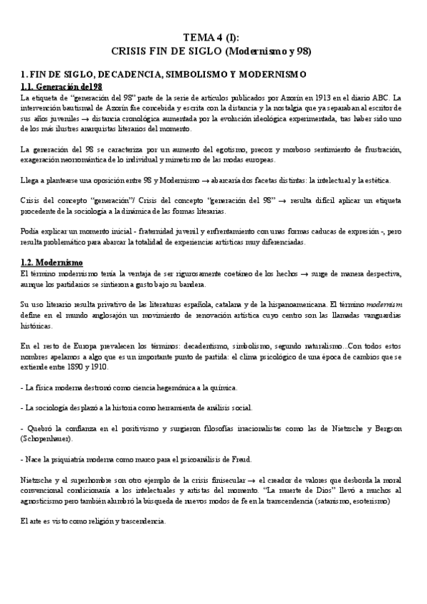 Miniatura del documento Tema 4 (I): Crisis fin de siglo: modernismo y 98.pdf