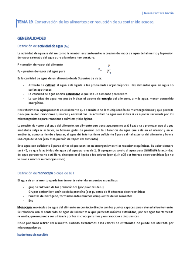 Miniatura del documento APUNTES Tema 19 Conservación de los alimentos por reducción de su contenido acuoso.pdf