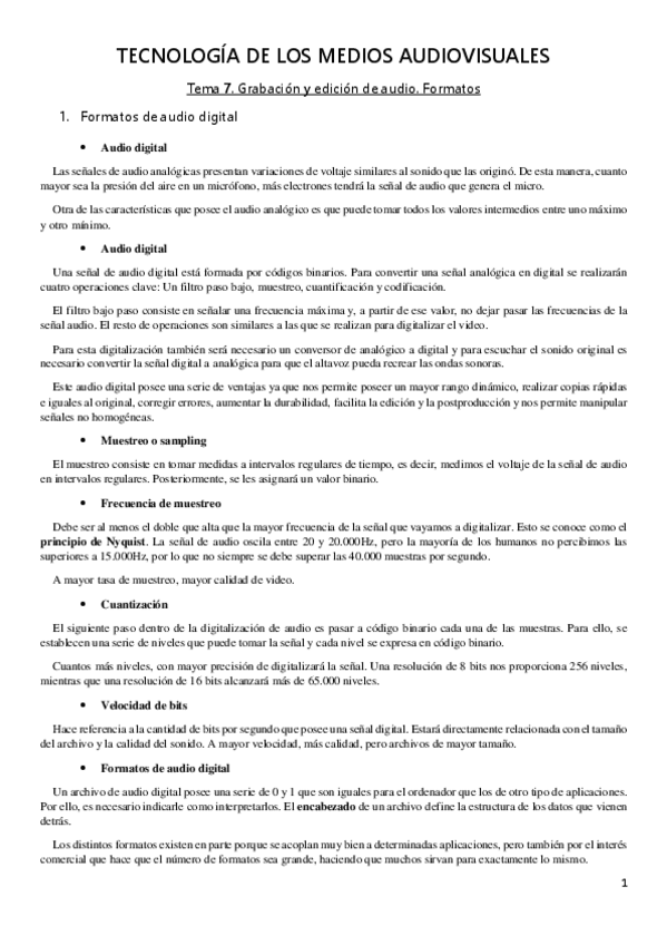 Miniatura del documento Tema 7. Grabación y edición de audio. Formatos.pdf