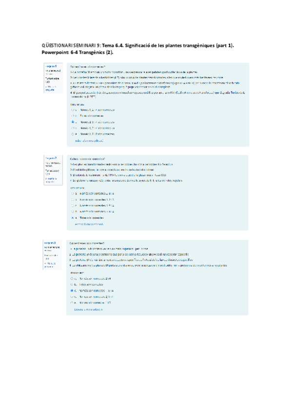 Miniatura del documento QUESTIONARI-SEMINARI-9-Tema 6.4. Significació de les plantes transgèniques (part 1). Powerpoint: 6-4 Transgènics (2).pdf