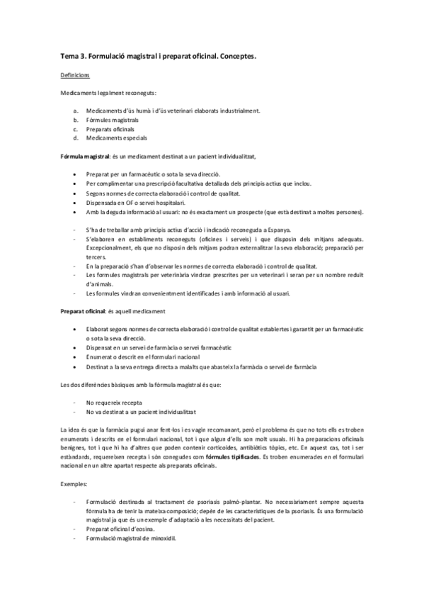 Miniatura del documento Tema 3. Formulació magistral i preparat oficinal. Conceptes. .pdf