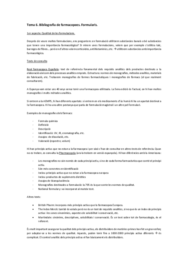 Miniatura del documento Tema 6. Bibliografia de farmacopees. Formularis.  .pdf