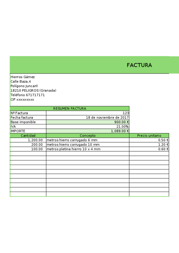 Miniatura del documento Factura.xlsx
