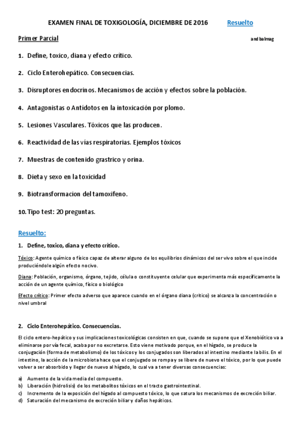 Miniatura del documento Examen Toxicología - Diciembre 2016 Resuelto.pdf