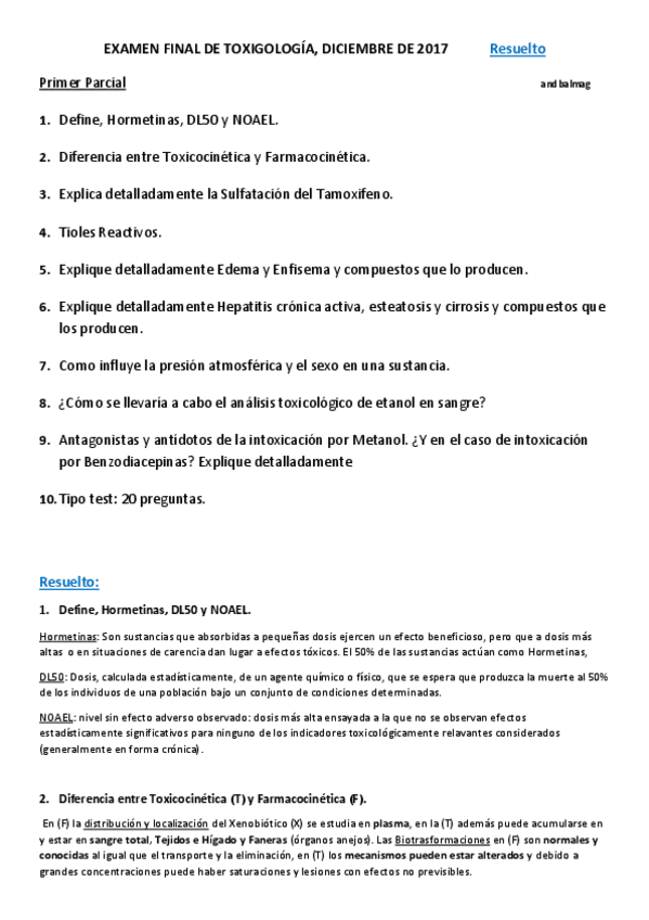 Miniatura del documento Examen Toxicología - Diciembre 2017 Resuelto.pdf