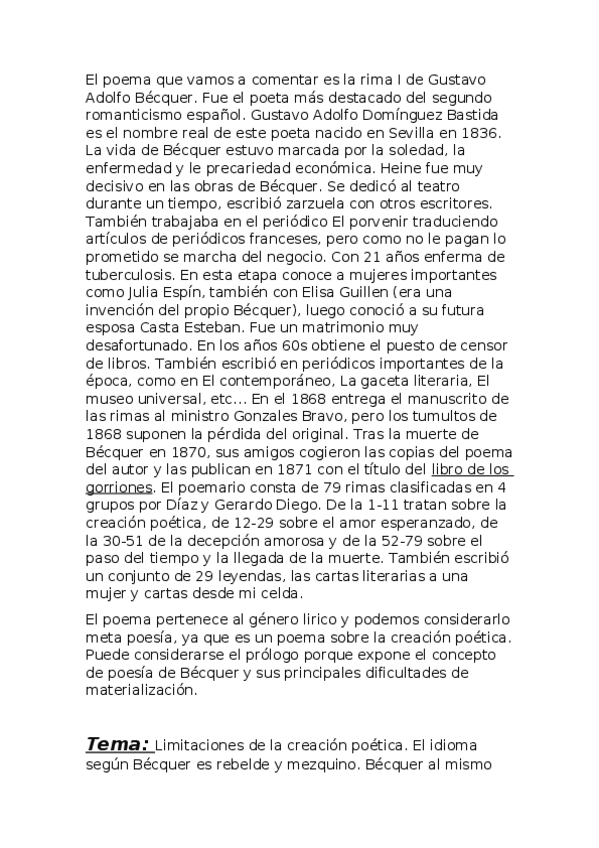 Miniatura del documento El poema que vamos a comentar es la rima I de Gustavo Adolfo Bécquer.docx