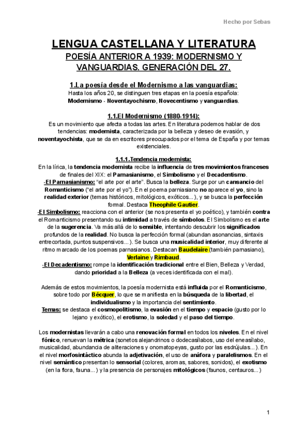 Miniatura del documento Lengua-Poesía anterior al 39: Modernismo-y-Vanguardias.-Generacion-del-27.pdf.pdf