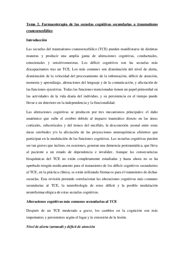 Miniatura del documento Tema-2.-Farmacoterapia-de-las-secuelas-cognitivas-secundarias-a-traumatismo-craneoencefalico.docx