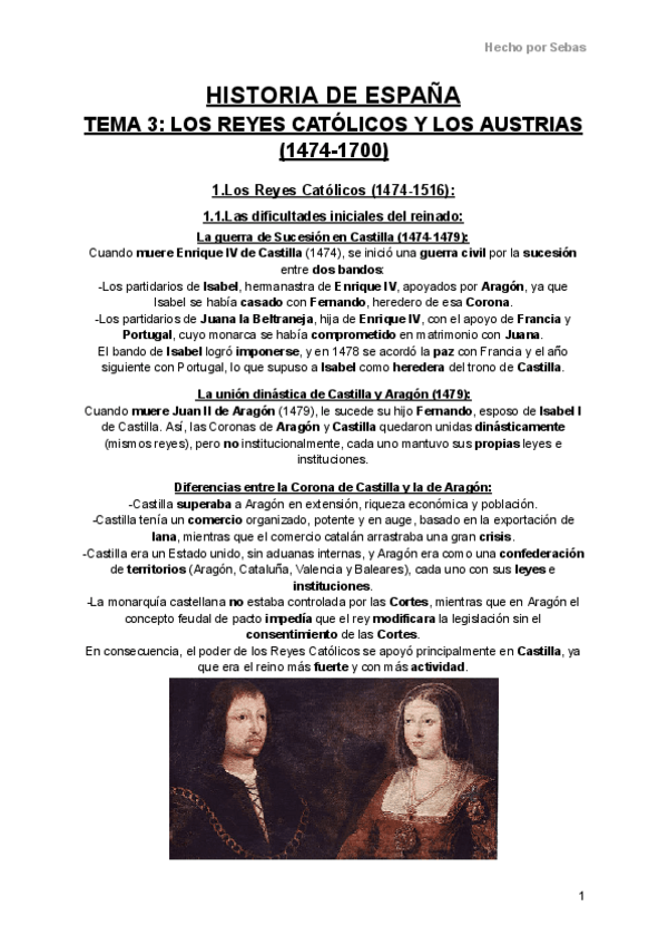Miniatura del documento Historia-de-Espana-Tema-3-Los-Reyes-Catolicos-y-Los-Austrias.pdf