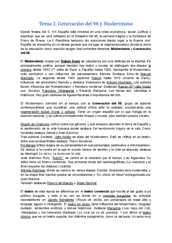 Miniatura del documento Tema-2- Modernismo y Generación del 98- literatura.pdf.pdf