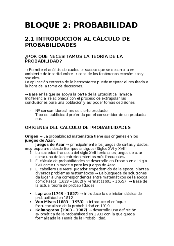 Miniatura del documento BLOQUE 2 - 2.1 Introducción al cálculo de probabilidades.docx