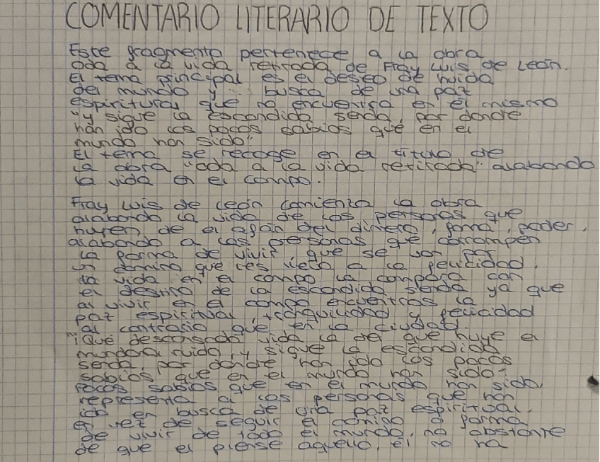 Miniatura del documento Comentario literario de texto: Oda a la vida retirada, Fray Luis de León